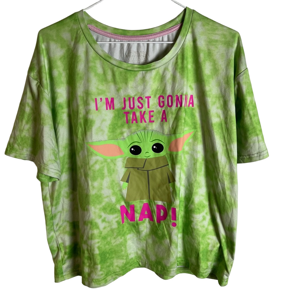 Star Wars Baby Yoda Green Tie Dye Graphic Tee Women's Medium